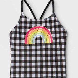 Girls' Gingham with Foil Rainbow Tankini - Cat & Jack™ Black